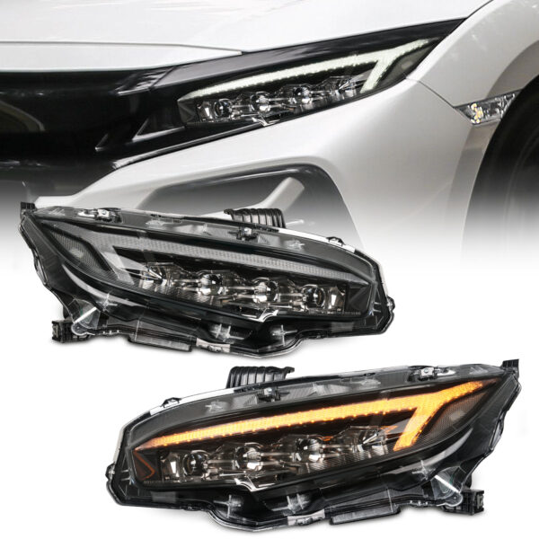 tri led projector led dynamic headlights for 16 21 honda civic fk7 fk8 fc1 head lights