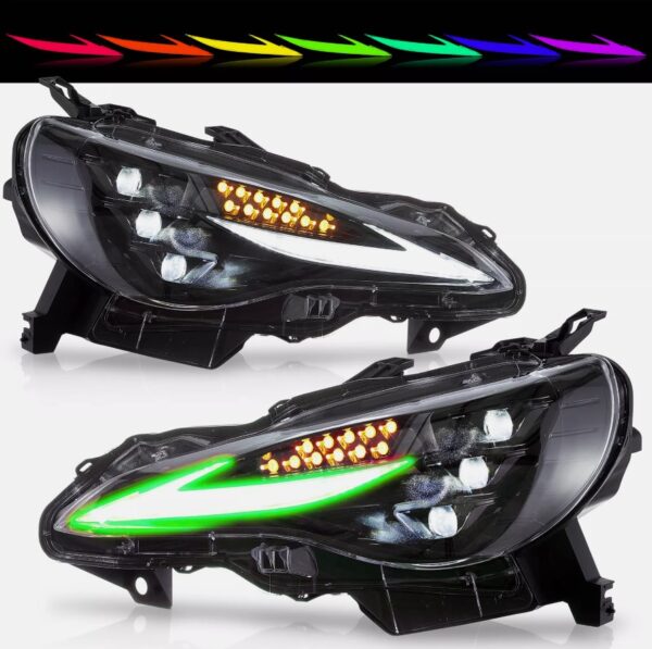 3d v2 triple led rgb projector headlights w/animation for 12 20 subaru brz toyota 86