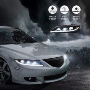 full led projector headlights for 2003 2008 mazda 6 w/start up animation