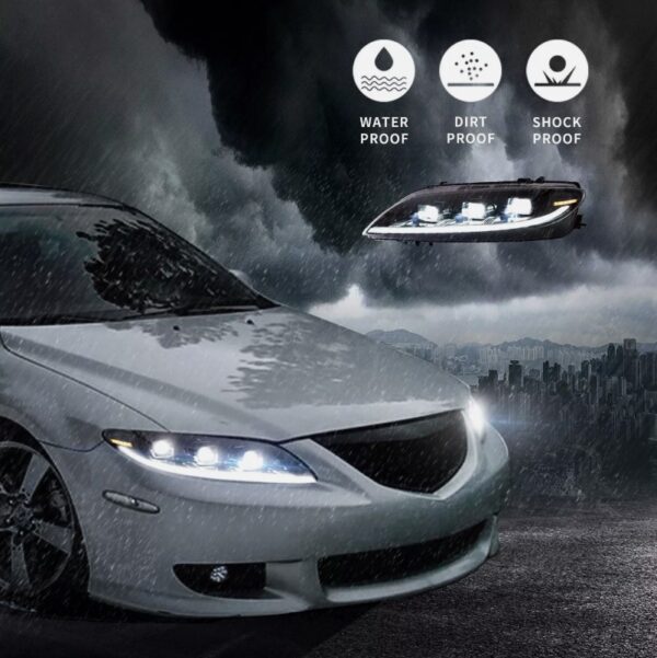 full led projector headlights for 2003 2008 mazda 6 w/start up animation