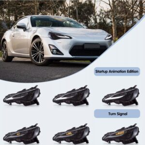 3d v2 triple led projector headlights w/animation for 12 20 subaru brz toyota 86