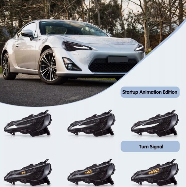 3d v2 triple led projector headlights w/animation for 12 20 subaru brz toyota 86
