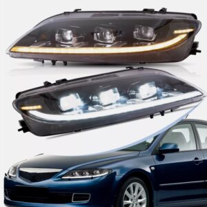 full led projector headlights for 2003 2008 mazda 6 w/start up animation