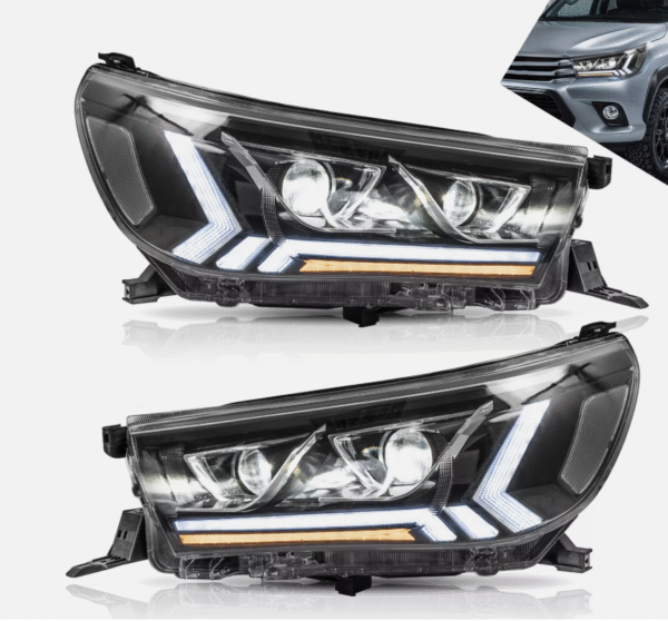 black led projector headlights dynamic indicators for 2015 2020 toyota hilux revo head lights