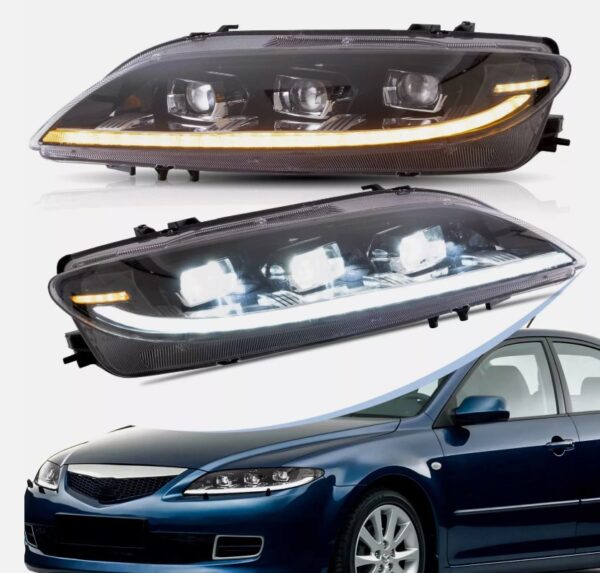 full led projector headlights for 2003 2008 mazda 6 w/start up animation