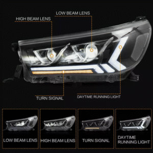 black led projector headlights dynamic indicators for 2015 2020 toyota hilux revo head lights