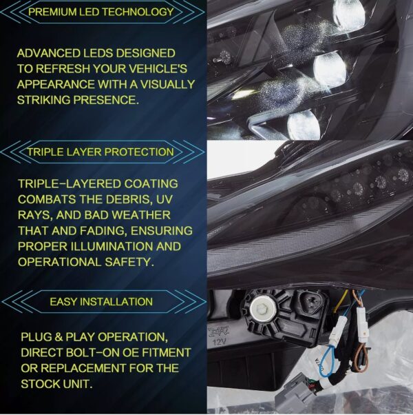 3d v2 triple led projector headlights w/animation for 12 20 subaru brz toyota 86