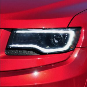 led drl projector headlights for 11 13 jeep grand cherokee (wk2) w/ startup animation blue drl