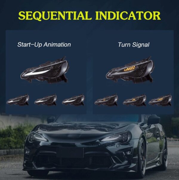 3d v2 triple led projector headlights w/animation for 12 20 subaru brz toyota 86