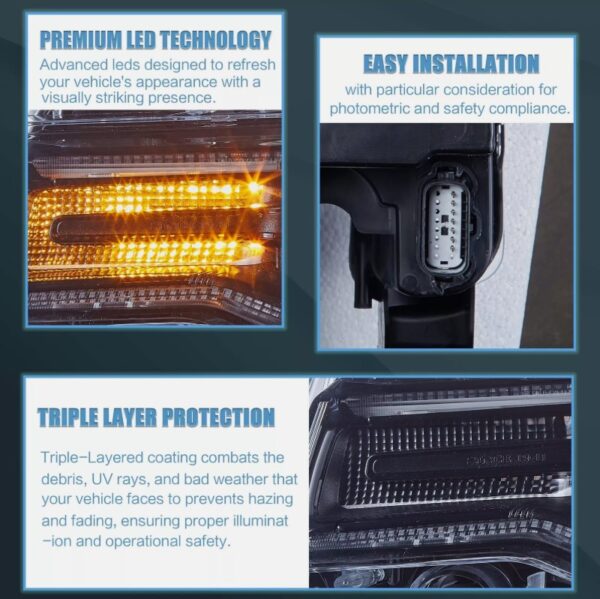 led drl projector headlights for 14 22 jeep grand cherokee w/blue drl animation