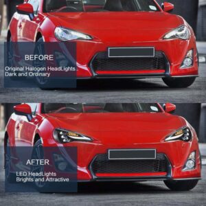 3d v2 triple led projector headlights w/animation for 12 20 subaru brz toyota 86