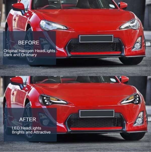 3d v2 triple led projector headlights w/animation for 12 20 subaru brz toyota 86