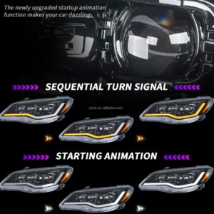 tri led projector led dynamic headlights for 06 12 honda civic fd2 head lights