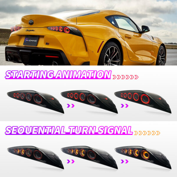 olm legacy 3d sequential led taillights for 2019 2024 toyota supra a90 a91 tail lights