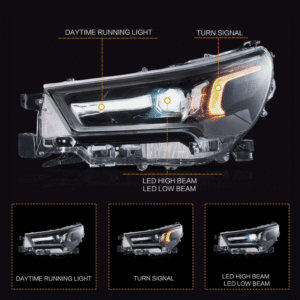 3d black full led projector headlights for 21 24 toyota hilux revo head lights