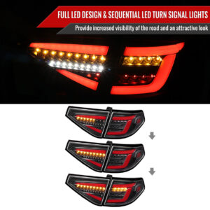 spec d jet black3d led tail light dynamic signal for 08 13 subaru impreza g3 wrx rs sti hatchback taillights