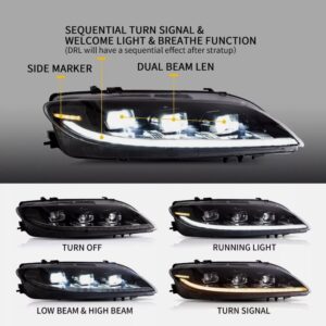 full led projector headlights for 2003 2008 mazda 6 w/start up animation