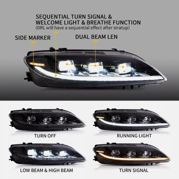 full led projector headlights for 2003 2008 mazda 6 w/start up animation