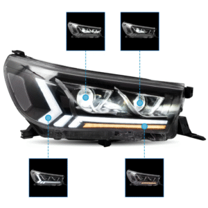 black led projector headlights dynamic indicators for 2015 2020 toyota hilux revo head lights