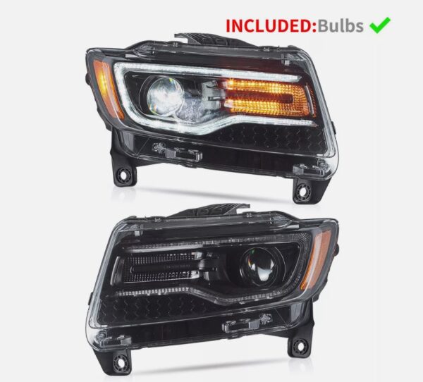led drl projector headlights for 11 13 jeep grand cherokee (wk2) w/ startup animation blue drl