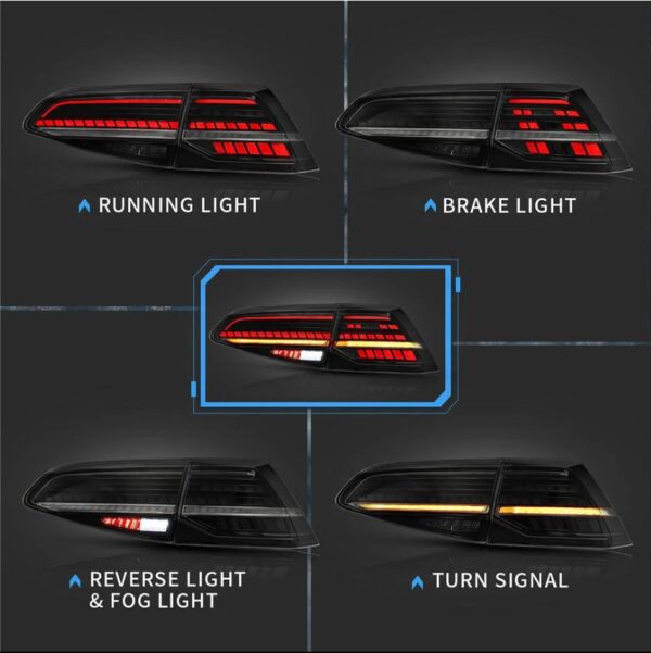 r style smoke full led dynamic tail lights for 2014 2018 vw golf 7 vii taillights