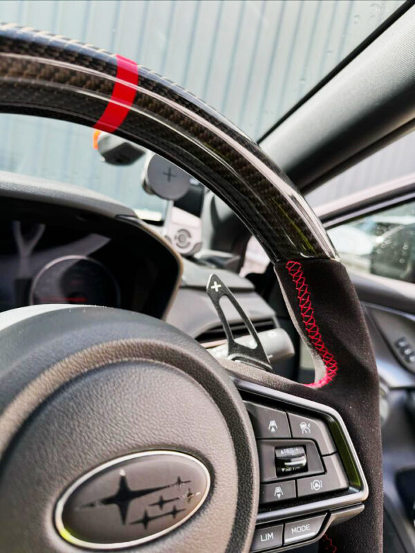 carbon cf alcantara steering wheel red line+ stitching for 2022+ subaru wrx vb vn