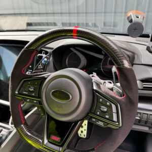 carbon cf alcantara steering wheel red line+ stitching for 2022+ subaru wrx vb vn