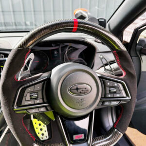 carbon cf alcantara steering wheel red line+ stitching for 2022+ subaru wrx vb vn