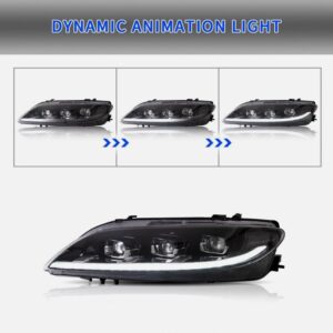 full led projector headlights for 2003 2008 mazda 6 w/start up animation