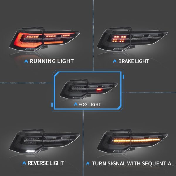mk8 r style smoke led dynamic tail lights for 2021 2024 vw golf 8 viii taillights