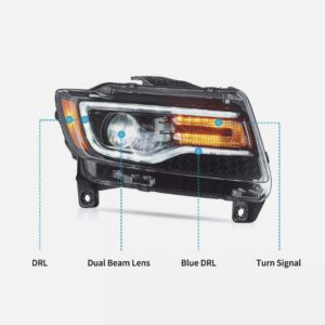 led drl projector headlights for 11 13 jeep grand cherokee (wk2) w/ startup animation blue drl