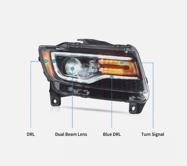 led drl projector headlights for 11 13 jeep grand cherokee (wk2) w/ startup animation blue drl