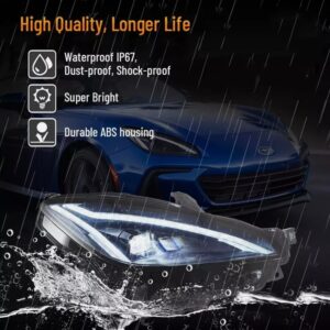 led drl projector headlights for 2022 23 toyota gr86 /subaru brz w/startup