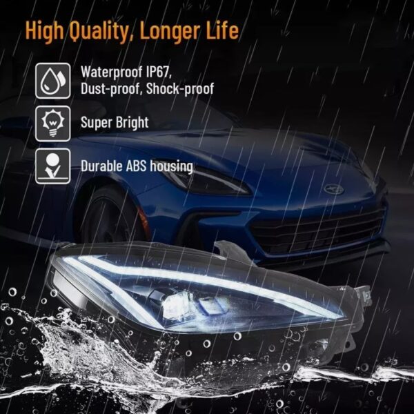 led drl projector headlights for 2022 23 toyota gr86 /subaru brz w/startup