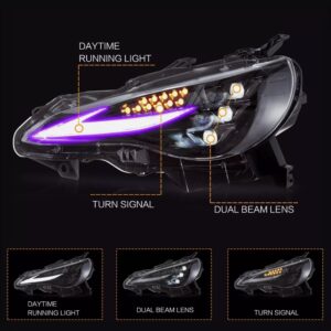 3d v2 triple led rgb projector headlights w/animation for 12 20 subaru brz toyota 86