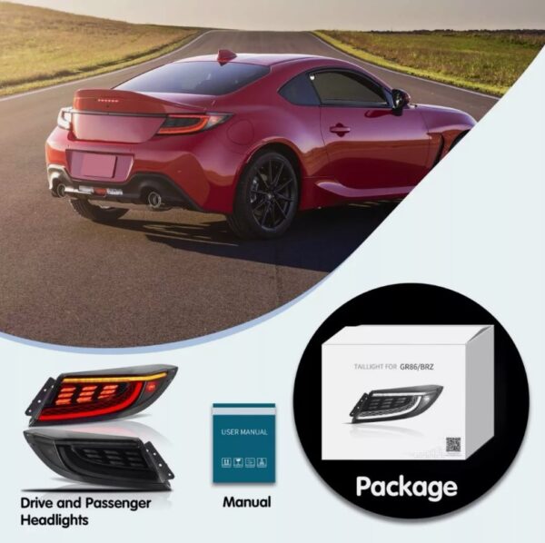 smoke led dynamic taillights for 22+ toyota gr86 subaru brz tail lights