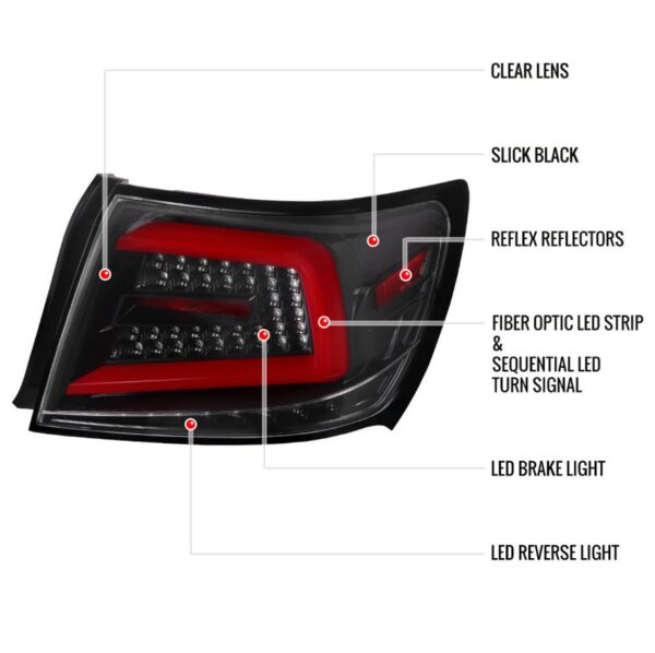 spec d jet black led taillights for 08 13 subaru impreza wrx sti g3 4d tail lights