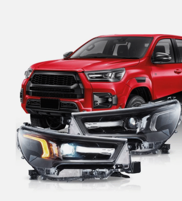 3d black full led projector headlights for 21 24 toyota hilux revo head lights