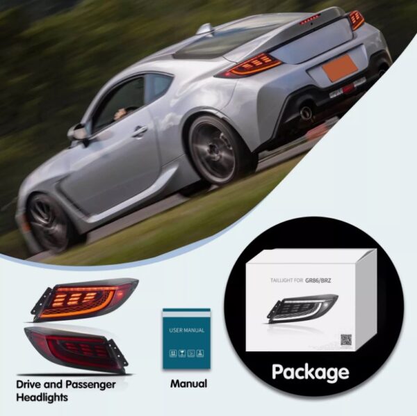 red led dynamic taillights for 22+ toyota gr86 subaru brz tail lights