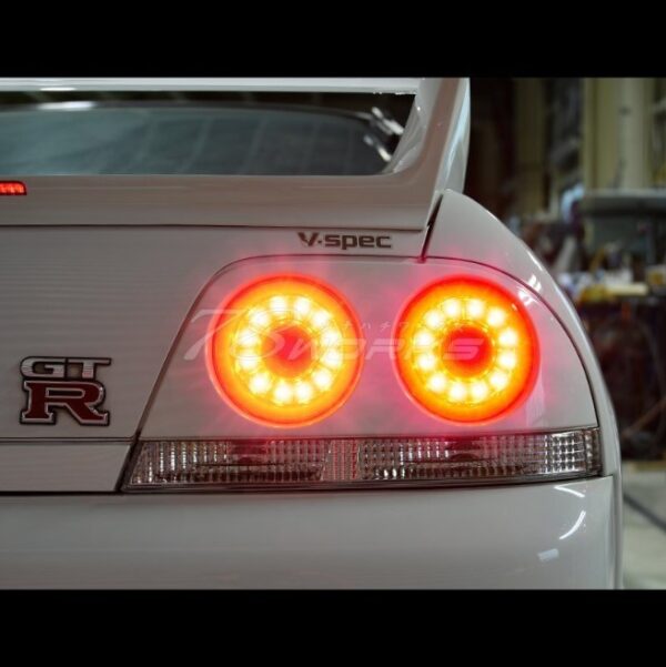 78 works fiber ring led taillights for 93 98 nissan skyline r33 gtr gts25t gtst tail lights