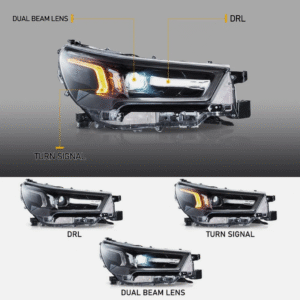 3d black full led projector headlights for 21 24 toyota hilux revo head lights