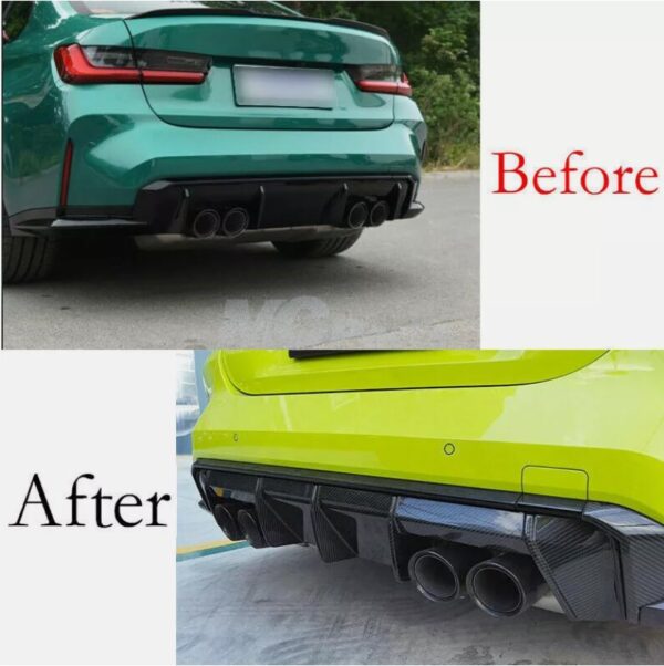 m performance style carbon diffuser rear splitter 3pcs for 2021 2024 bmw m3 m4 g80 g82