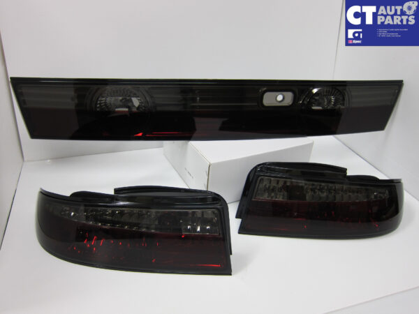 jdm smoke red taillights & garnish for 93 98 nissan silvia s14 200sx tail lights