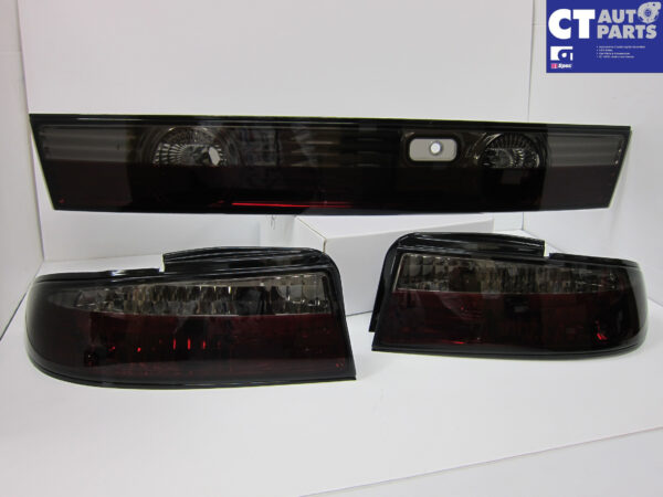 jdm smoke red taillights & garnish for 93 98 nissan silvia s14 200sx tail lights