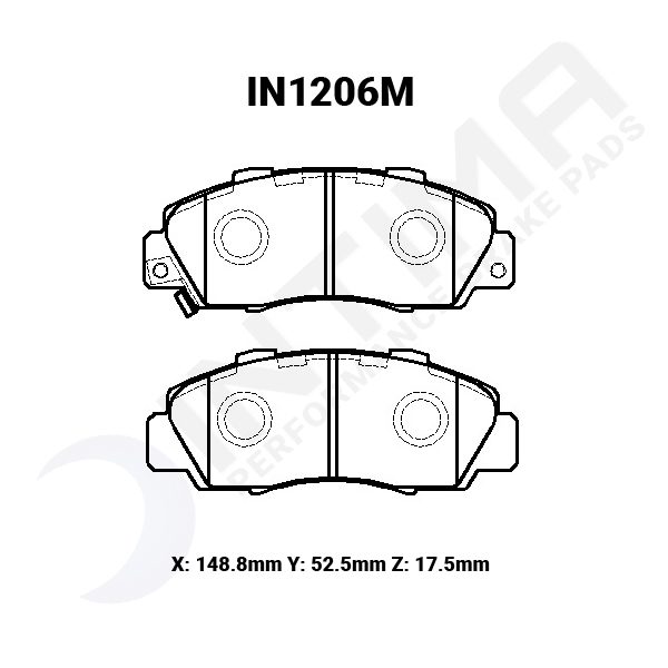 intima ss brake pad set – honda integra dc2 type r 98 spec/nsx/ek9 civic type r (front)