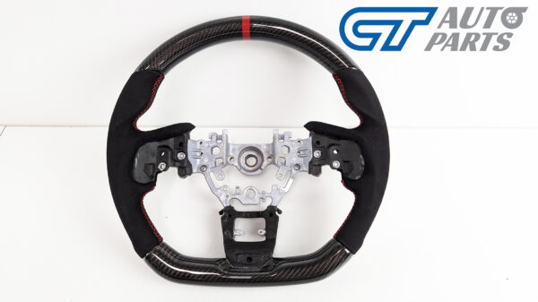 carbon cf alcantara steering wheel red line+ stitching for 2022+ subaru wrx vb vn
