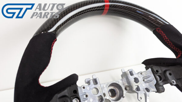 carbon cf alcantara steering wheel red line+ stitching for 2022+ subaru wrx vb vn