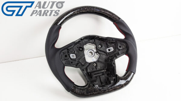 forged carbon cf leather red stitching steering wheel for 19 24 toyota supra gr a90 a91 gt gts