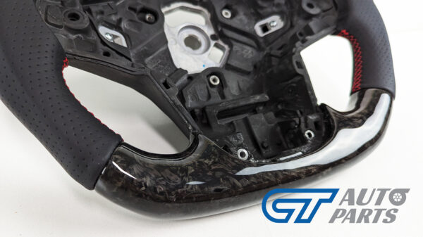 forged carbon cf leather red stitching steering wheel for 19 24 toyota supra gr a90 a91 gt gts