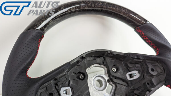 forged carbon cf leather red stitching steering wheel for 19 24 toyota supra gr a90 a91 gt gts